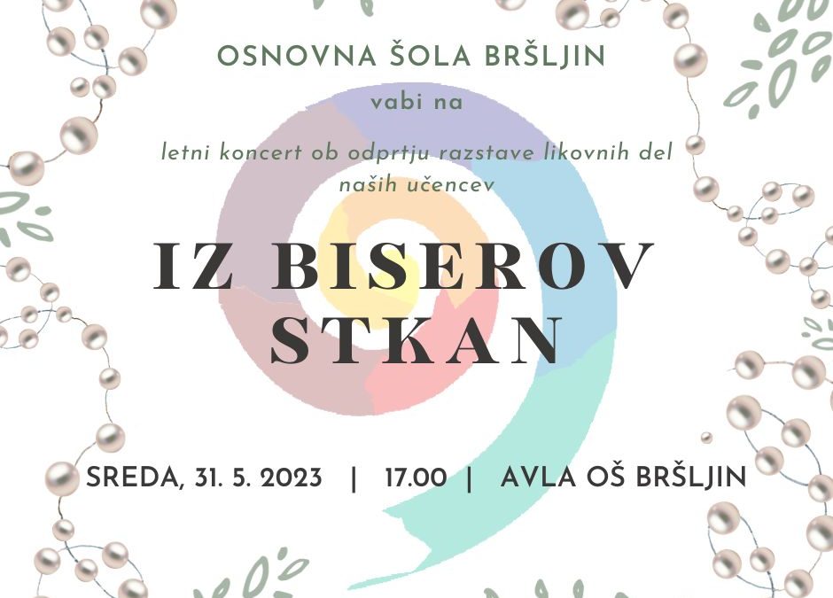 Letni koncert ob odprtju razstave likovnih del naših učencev – Iz biserov stkan